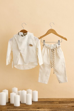 Βαπτιστικό ρούχο αγόρι λευκό λινό 