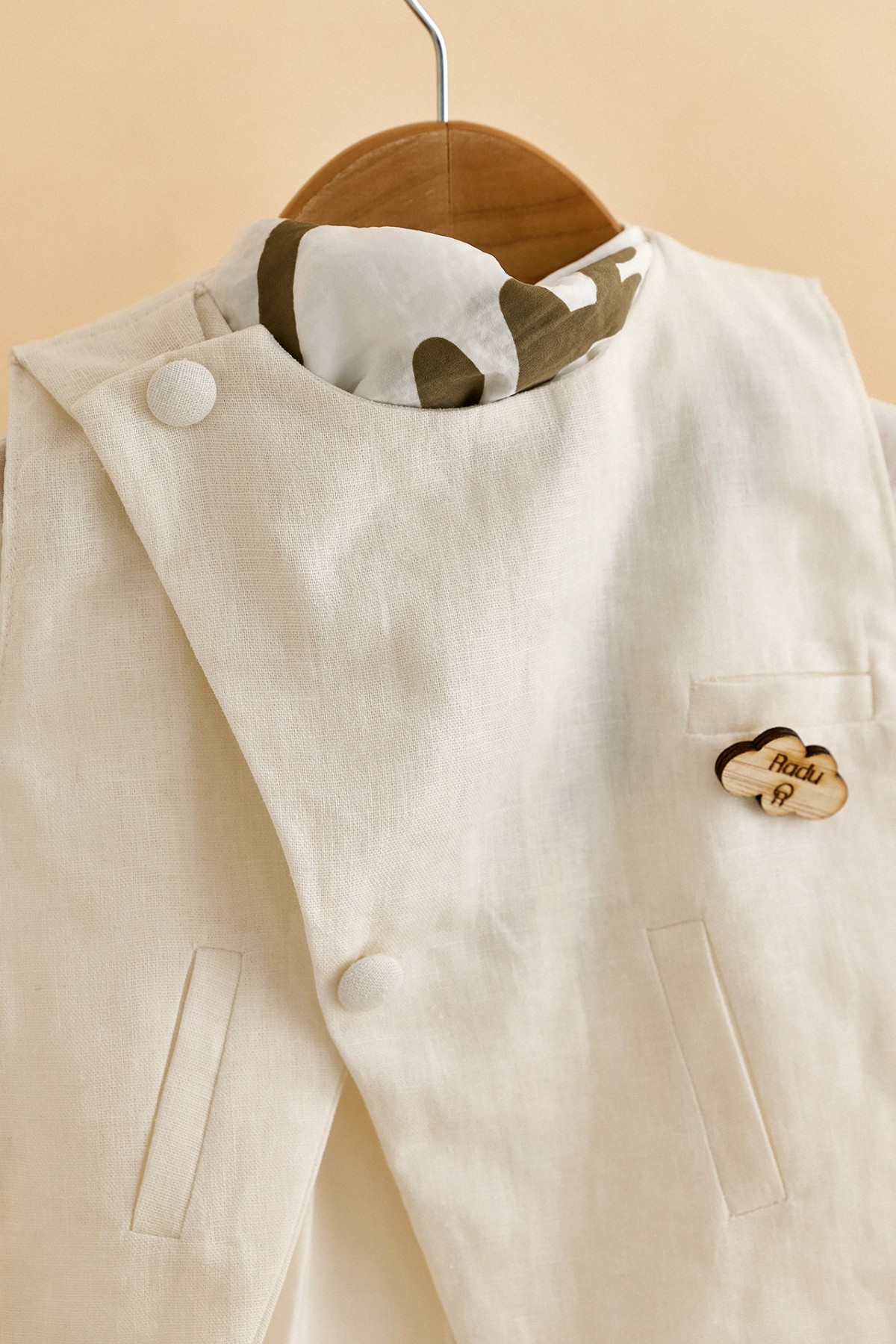 Βαπτιστικό ρούχο αγόρι εκρού λινό 