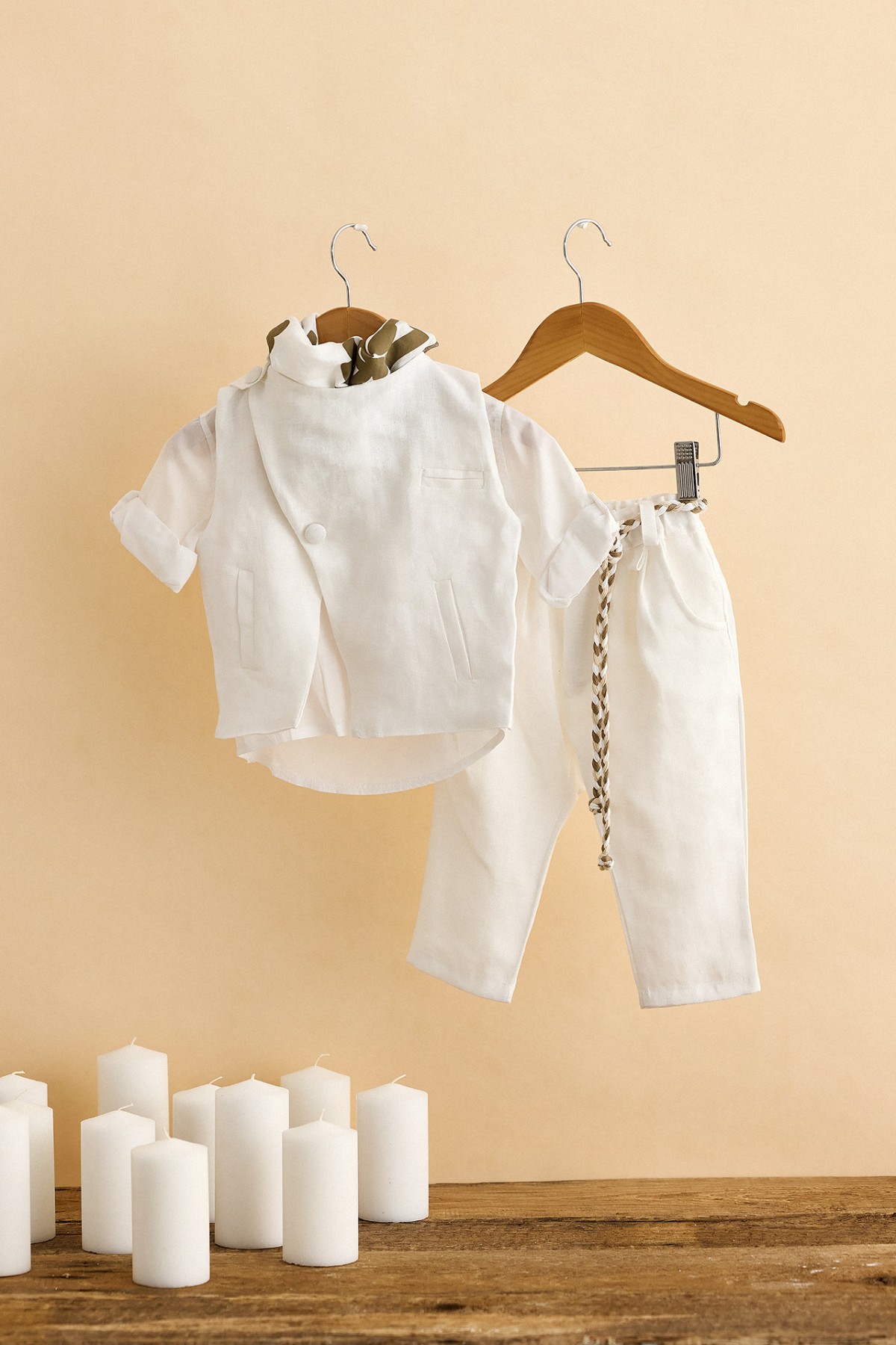 Βαπτιστικό ρούχο αγόρι λευκό λινό 