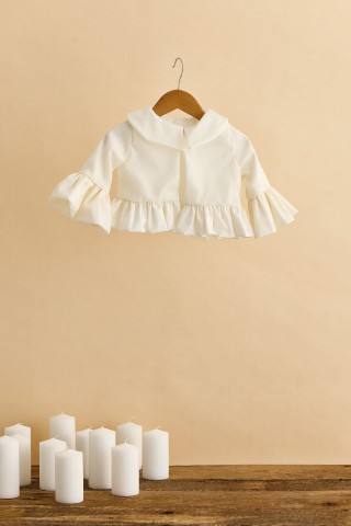 Ζακέτα εκρού με τούλι και βολάν