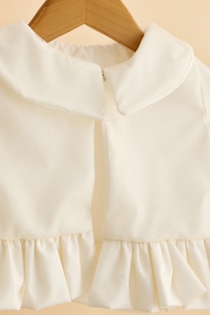 Ζακέτα εκρού με τούλι και βολάν