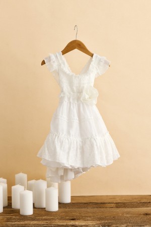 Βαπτιστικό φόρεμα λευκό με ανοιχτή χ πλάτη 