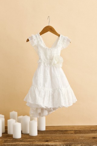 Βαπτιστικό φόρεμα λευκό με ανοιχτή χ πλάτη 