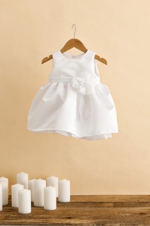 Βαπτιστικό φόρεμα με λευκό σατέν μεστό ύφασμα