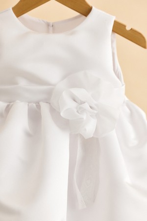 Βαπτιστικό φόρεμα με λευκό σατέν μεστό ύφασμα