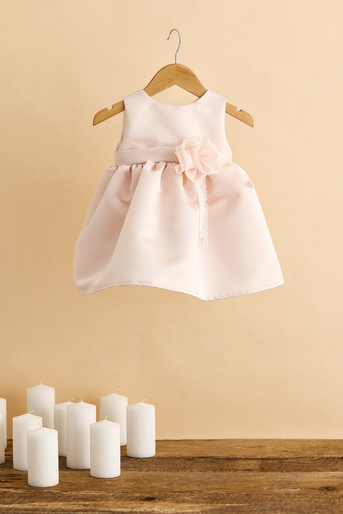 Βαπτιστικό φόρεμα με πούδρα σατέν μεστό ύφασμα