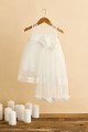 Βαπτιστικό φόρεμα με μισή τούλινη φούστα και πουά τούλι