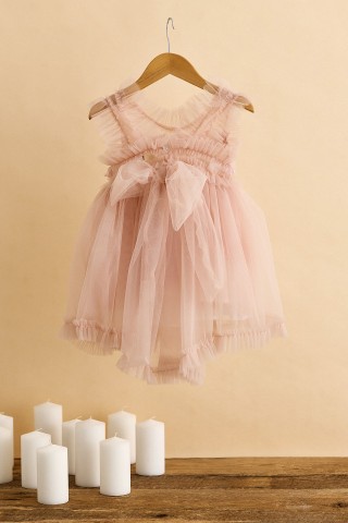 Βαπτιστικό φόρεμα σάπιο μήλο με φιόγκο στην πλάτη