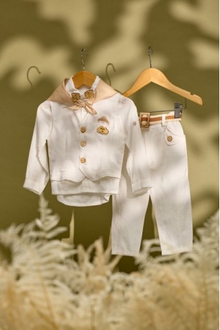 Βαπτιστικό σύνολο ολόλευκο λινό