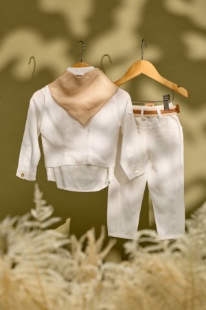 Βαπτιστικό σύνολο ολόλευκο λινό