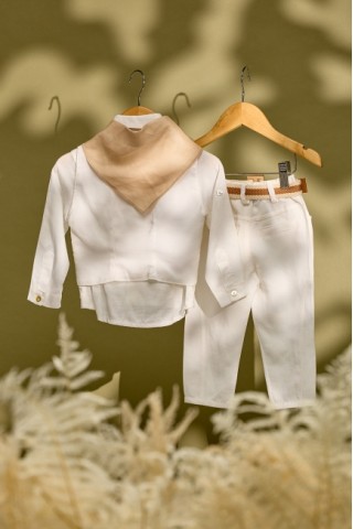 Βαπτιστικό σύνολο ολόλευκο λινό