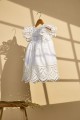 Λευκό βαμβακερό φόρεμα βάπτισης με κοφτό ασπροκέντημα