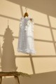 Λευκό φόρεμα βάπτισης με πουά κεντημένο τούλι και φουντίτσες