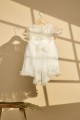 Βαπτιστικό φόρεμα εκρού πουά με διαφανές ντεκολτέ 