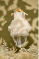 Βαπτιστικό φόρεμα εκρού με πουά ανάγλυφη δαντέλα με τούλινη ουρά