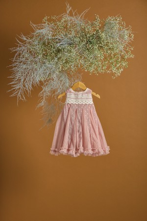 Βαπτιστικό φόρεμα σάπιο μήλο πουά τουνίκ με δαντέλα