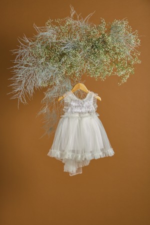 Βαπτιστικό φόρεμα λευκό με φιόγκο στην πλάτη