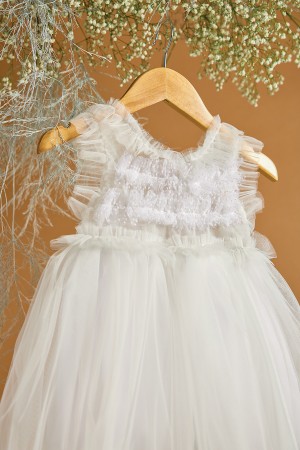 Βαπτιστικό φόρεμα λευκό με φιόγκο στην πλάτη